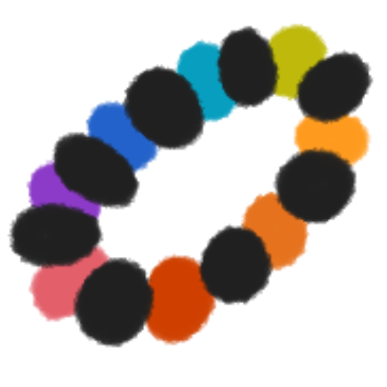 A black and rainbow kandi bracelet
